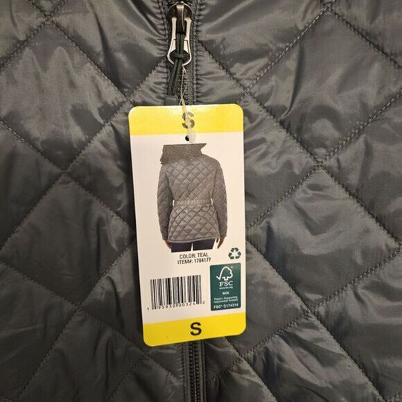 32 Degrees Ladies' Belted Diamond Quilt Jacket / Color Teal / Size Small / NEW - Picture 7 of 9